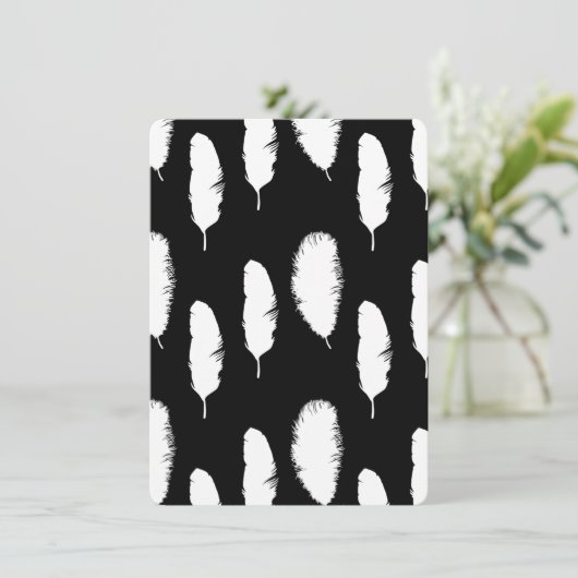 Black White Feathers-Baby shower Kaart (Staand voorkant)