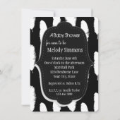 Black White Feathers-Baby shower Kaart (Achterkant)