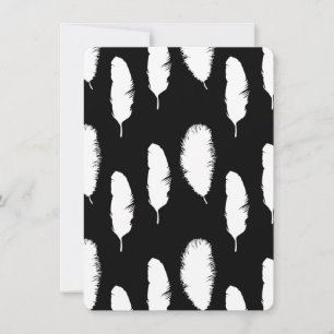 Black White Feathers-Baby shower Kaart