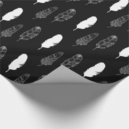 Black White Feathers Cadeaupapier (Hoek)