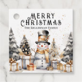 Black White Feestelijke Winter Vrolijke Kerstmis Bedankjes Labels (Voorkant)