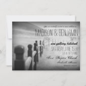 Black White Fence Post Rustic Wedding Invitations Kaart (Voorkant)