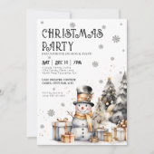 Black White Festive Winter Christmas Party Kaart (Voorkant)