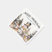 Black White Festive Winter Christmas Servet (Hoek)