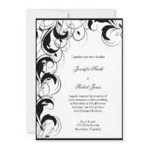 Black White Filigree Vintage Wedding Invitation