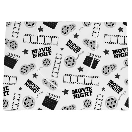 Black white film night party groot cadeauzakje (Voorkant)