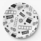 Black white film night party papieren bordje (Voorkant)