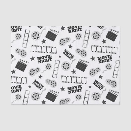 Black white film night party tissuepapier (Voorkant)