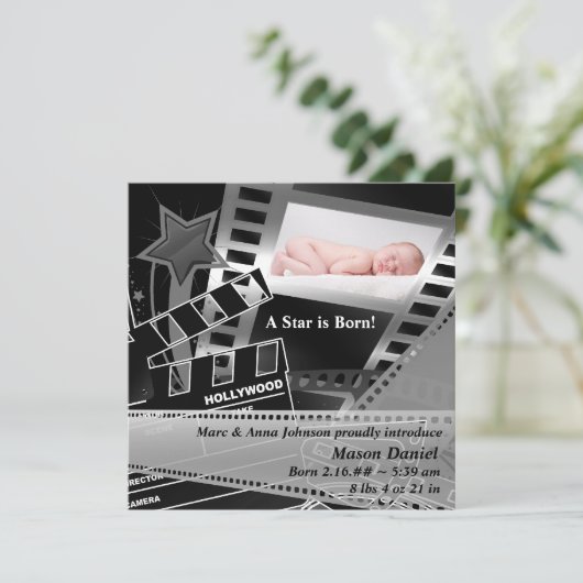 Black White filmster wordt geboren Aankondiging (Staand voorkant)