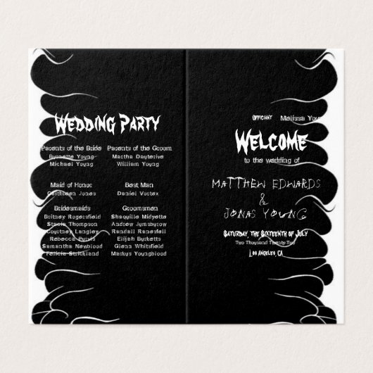 Black & White Fire Ceremony Programma Trouwen (Buitenkant ongevouwen)