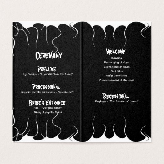 Black & White Fire Ceremony Programma Trouwen (Binnenkant ongevouwen)