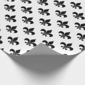 Black White Fleur-de-lis Cadeaupapier (Hoek)