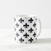 Black White Fleur-de-lis Koffiemok (Voorkant rechts)