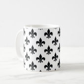 Black White Fleur-de-lis Koffiemok (Voorkant links)