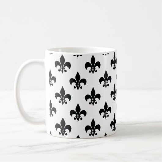 Black White Fleur-de-lis Koffiemok (Links)