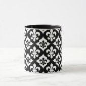 Black White Fleur De Lis Pattern Mok (Midden)