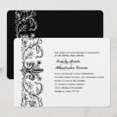 Black White Fleur katholieke bruiloft Uitnodiging (Voorkant / Achterkant)