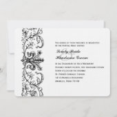 Black White Fleur katholieke bruiloft Uitnodiging (Voorkant)