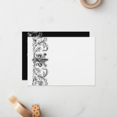 Black White Fleur Speciaal bedankt Opmerking Notitiekaartje (Voorkant / Achterkant in situ)