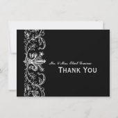 Black White Fleur Speciaal bedankt Opmerking Notitiekaartje (Achterkant)