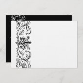 Black White Fleur Speciaal bedankt Opmerking Notitiekaartje (Voorkant / Achterkant)