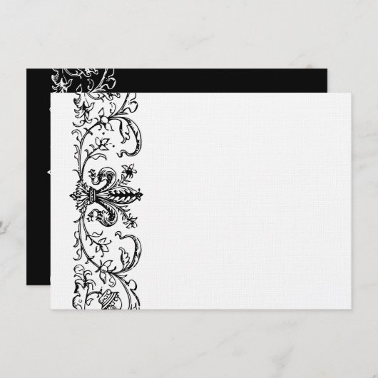 Black White Fleur Speciaal bedankt Opmerking Notitiekaartje (Voorkant / Achterkant)