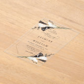 Black & White Floral 2 Acryl Uitnodigingen (Laagn)