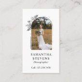 Black White Floral Arch Hand Drawn fotograaf Visitekaartje (Voorkant)