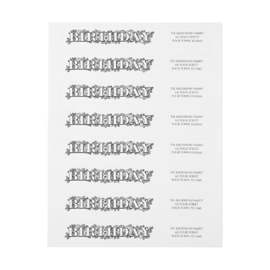 Black White Floral Birthday (Vel)