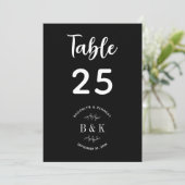 Black White Floral Botanical Wedtable Number (Staand voorkant)