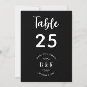 Black White Floral Botanical Wedtable Number (Achterkant)