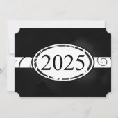 Black & White Floral Button 2025 Afstudeerfeest Kaart (Voorkant)