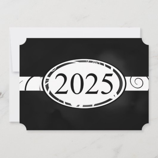 Black & White Floral Button 2025 Afstudeerfeest Kaart (Voorkant)