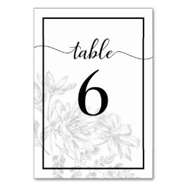 Black White Floral Chic Wedding Reception Kaart