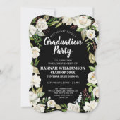 Black White Floral Class of 2021Graduation Party Kaart (Voorkant)