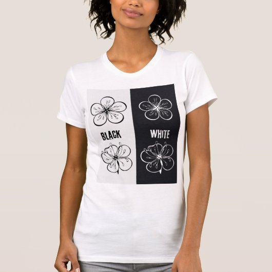 Black & White Floral Contrast Art | Minimalist T-shirt (Voorkant)