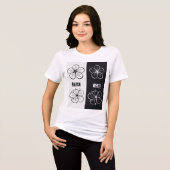 Black White Floral Contrast Art | Minimalist Tri-Blend Shirt (Voorkant volledig)