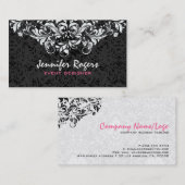 Black & White Floral Damascus Event Designer Visitekaartje (Voorkant / Achterkant)