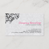 Black & White Floral Damascus Event Designer Visitekaartje (Achterkant)