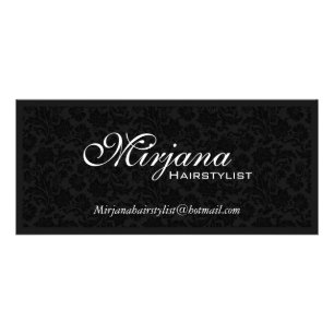 Black & White Floral Damast Haarstylist Services Reclamekaart