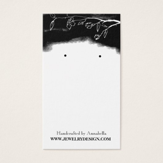 Black White Floral Earring Holder Custom Jewels Visitekaartje (Voorkant)