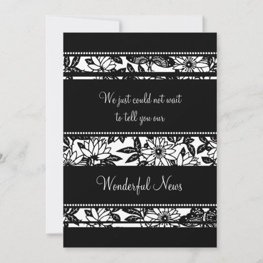 Black White Floral Elopement-aanroepkaarten Aankondiging (Voorkant)