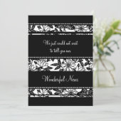 Black White Floral Elopement-aanroepkaarten Aankondiging (Staand voorkant)