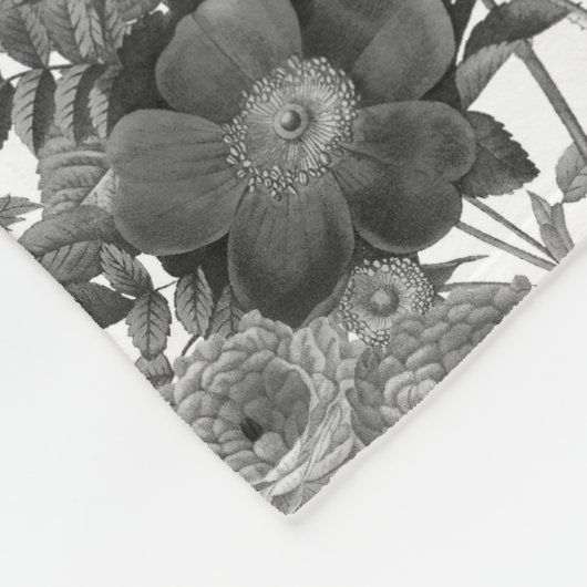 Black White Floral Fleece Deken (Hoek)