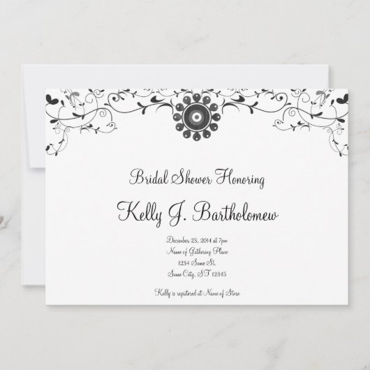 Black White Floral Flourish Vrijgezellenfeest Kaart (Voorkant)