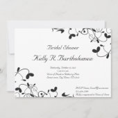 Black White Floral Flourish Vrijgezellenfeest Kaart (Voorkant)