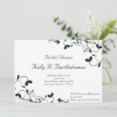 Black White Floral Flourish Vrijgezellenfeest Kaart (Staand voorkant)