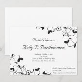 Black White Floral Flourish Vrijgezellenfeest Kaart (Voorkant / Achterkant)