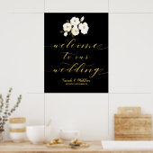 Black White Floral Gold Welkom op ons huwelijk Poster (Keuken)