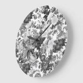 Black White Floral Grote Klok (Hoek)